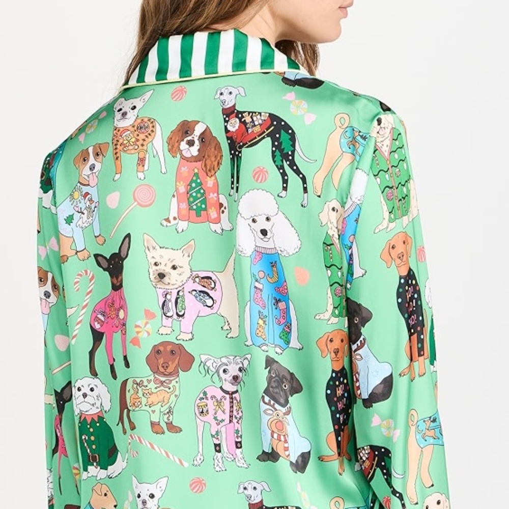 Karen Mabon Christmas Sweater Day-Dogs Long Sleeve with Shorts PJ Set Sz S - Picture 3 of 7